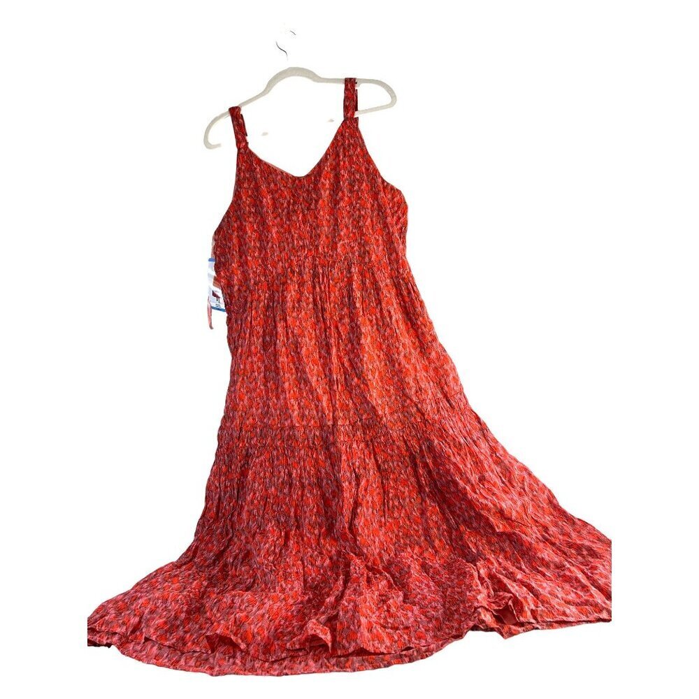 Joie Womens Maxi Sun Dress Orange Multi V-Neck Sleevless Lined Size L NWT - Picture 3 of 8